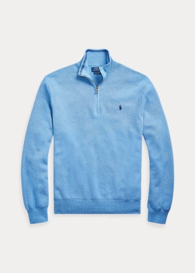 Sueter Polo Ralph Lauren Hombre Azul Rey Azules - Cotton Half-Zip - TJCZG8045